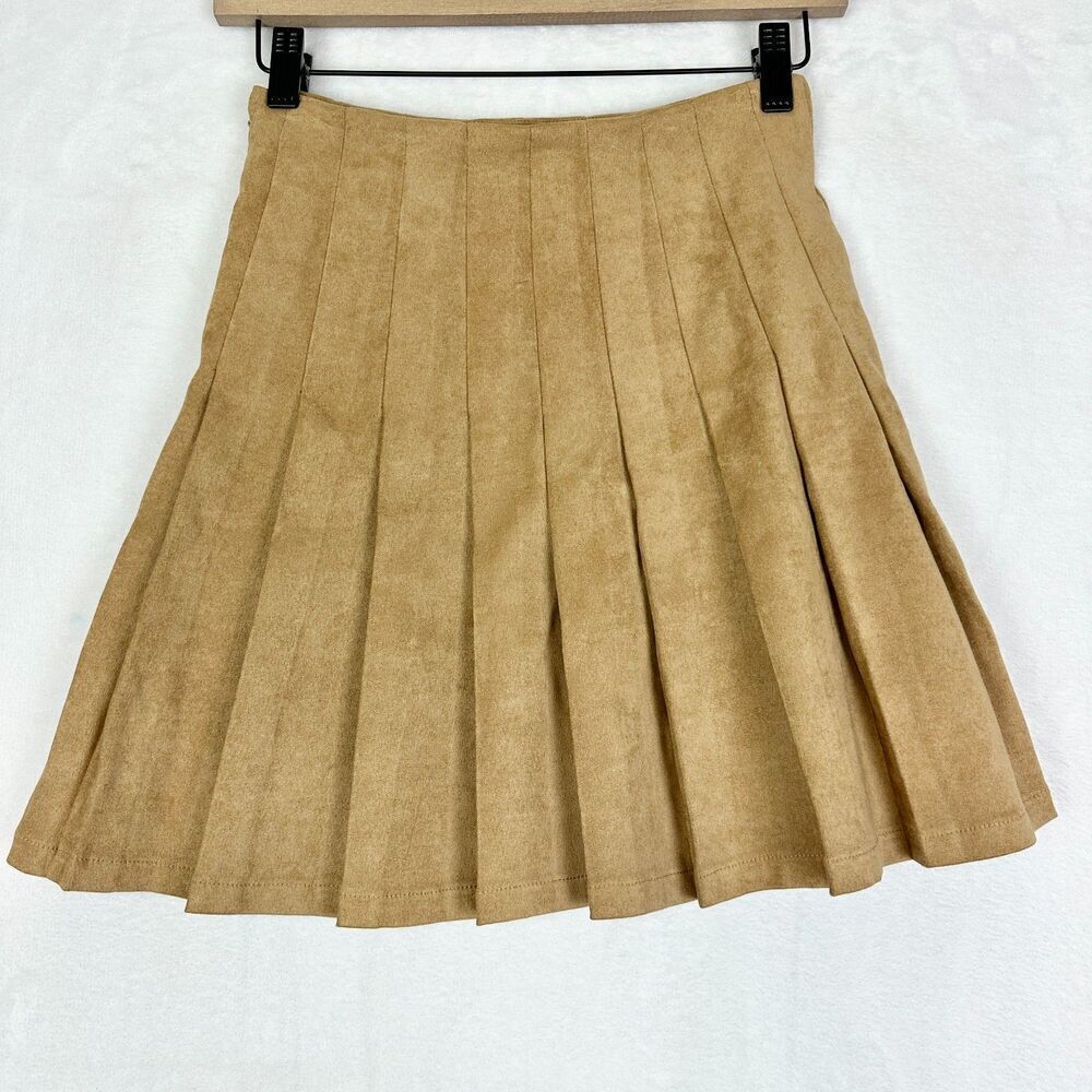 Julie Brown Kirby Skirt Size XS NEW Mocha Suede Pleated Preppy Academia Neutral